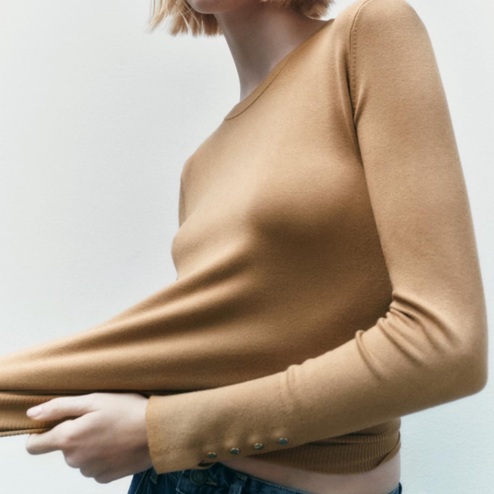 Zara Camel Crew Neck Sweater